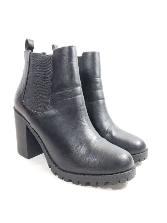 Clove Shoes - Womens Size 11 Black Chunky Heel Chelsea Ankle Boots All Man Made Material